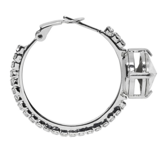Miu Miu Hoop Earrings Crystal in silver tone - Picture 2 of 6